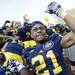 Michigan wide receiver Roy Roundtree pumps his fist after beating Iowa 42-17 at Michigan Stadium. Melanie Maxwell I AnnArbor.com